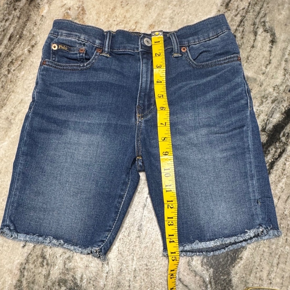 Polo Ralph Lauren Denim Shorts Kids Size 12 Blue Raw Hem Classic Preppy Casual - Picture 6 of 14